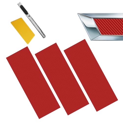 3Pcs Carbon Fiber Red Carbon Fiber Stickers Bowtie Logo Wrap Stickers Cut-Your-Own Emblem Overlay DIY Decals Compatible with Chevy
