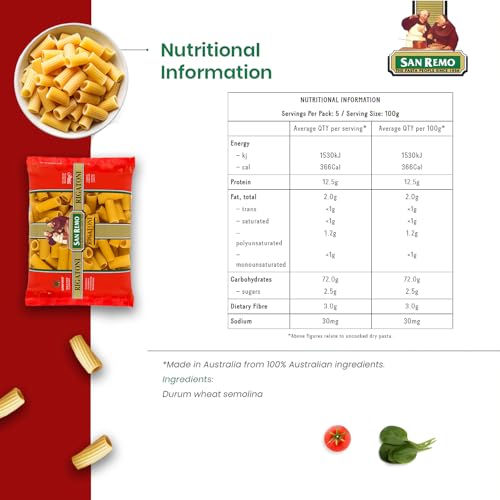 Image of San Remo Rigatoni Pasta- 500gms | Durum Wheat Semolina | No Maida | Ridged Tube Pasta for Chunky Sauces & Bakes | Vegan-Friendly (Pack of 3)