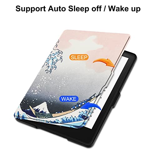 HoYiXi Custodia per Kindle Paperwhite 6.8" 11a Generazione 2021 e Kindle Paperwhite Signature Edition 2021 Slim Custodia Cover in Pelle con Auto Sonno / Risvegliare - onda - Image 4