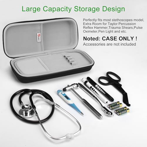 Image of Stethoscope Carrying Case, Hard Stethoscope Case Compatible for 3M Littmann Classic III, Cardiology IV Diagnostic, MDF Acoustica Stethoscopes and Other Nurse Accessories (Black)