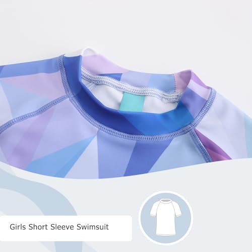 Image of Girls Short Sleeve Rash Guard Swim Shirt Girls Sun Protection Swimsuits Quick Dry Surf Tops Bathing Suits for Girls