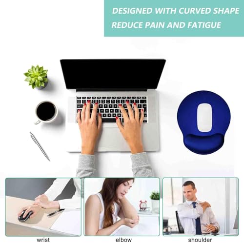 Image of Mouse Pad with Gel Wrist Rest Support, Ergonomic Mouse Cushion with Non Slip Rubber Base Mouse Pad for Laptop, Computer, Gaming, Office (Blue, Round)