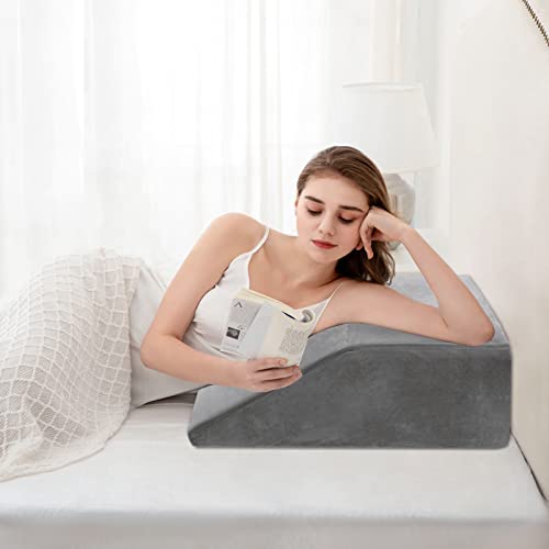 Joybest Leg Elevation Pillow With Removable Cover 8 Inch Memory Foam Leg Rest Pillow For Sleeping, Blood Circulation Wedge Pillows Relieve Leg, Knee, Hip And Lower Back Pain (Grey) #TOP3