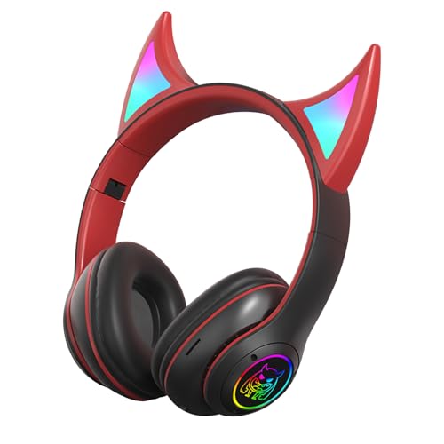Genérico Auriculares inalámbricos para Colocar sobre la Oreja,Auriculares para Colocar sobre la Oreja | Deportivos inalámbricos Devil Cat Ear, supraaurales Ligeros, Auriculares para estu