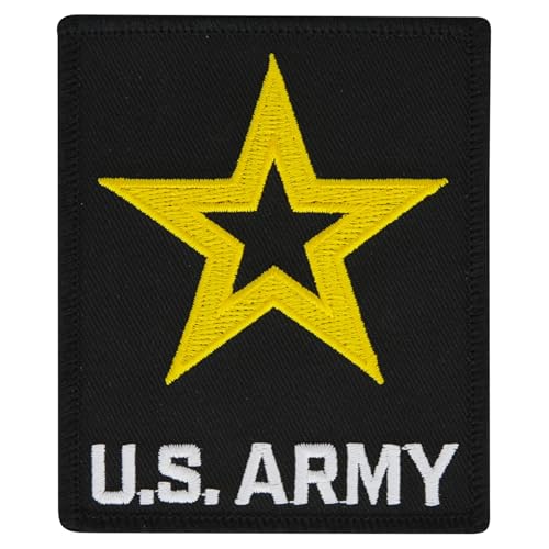 United States Army Gold and White Star Embroidered Patch, 3.5 x 2.5 Inches with Iron-On Adhesive
