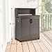 Suncast Patio Plastic Storage and Prep Station with Decorative Wicker Pattern and Multi Wall Panels for Patio, Garden, and Lawn Use, Stoney Gray