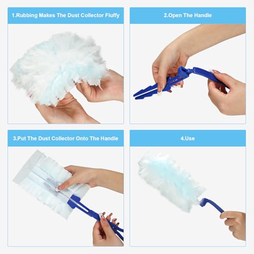 Image of 30 Count Duster Refills for Swiffer Duster, Disposable Static Duster Refills Bulk Replacement Head with 1 Handle for Cleaning Home Office Furniture, Blinds