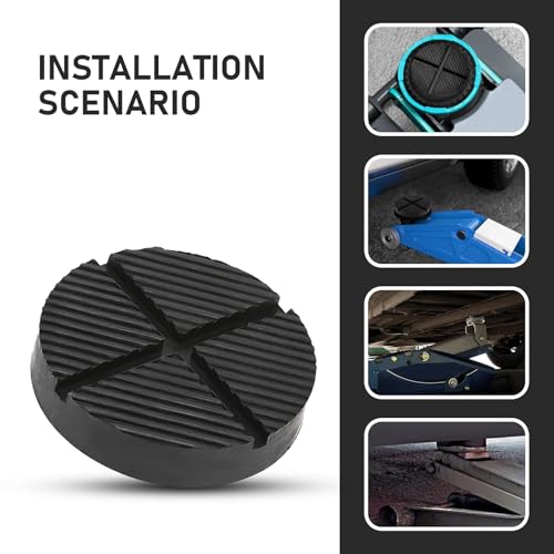 Image of Eratus Floor Jack Rubber Pad, Cross Groove Pinch Welded Side Frame Rail Protector Disc /Pad, Flexible Rubber Support Block Repair Accessories, Universal for Most Cars (Black)
