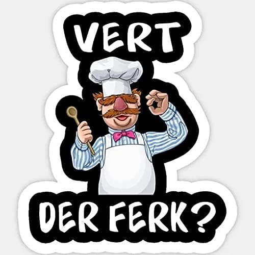 5-Pack Funny Chef Vert Der Ferk Sticker 3" Tall Glossy Waterproof