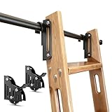 104RDHOUSE 4FT Sliding Library Ladder Hardware Kit,Black Telescopic Top Hook,Bottom Wheel with Brake,MAX Load 300lbs,No Ladder