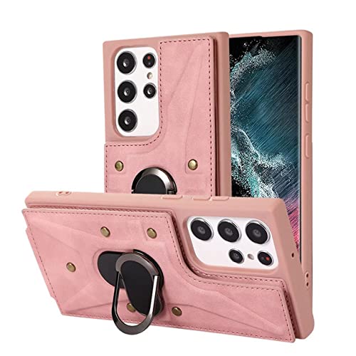 Coque Samsung S22 portefeuille cuir aimanté fente carte et bague support