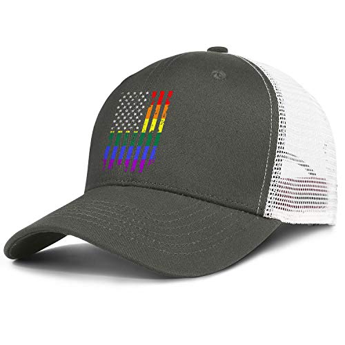 American Rainbow Flag Gay Pride Hat Adjustable Unisex Mesh Baseball Cap Cool Hat #TOP1