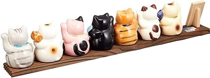 Amazon.co.jp: 置物 猫 開運 金運 七福猫 七福神 ねこ 卓上 白猫 黒猫