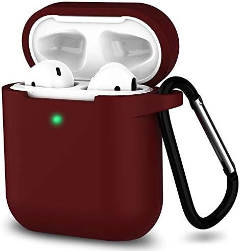 SATLITOG Silicone Case Compatible with Apple AirPods 1&2 Wireless and Wired Charging Case(Front LED Visible),Burgundy