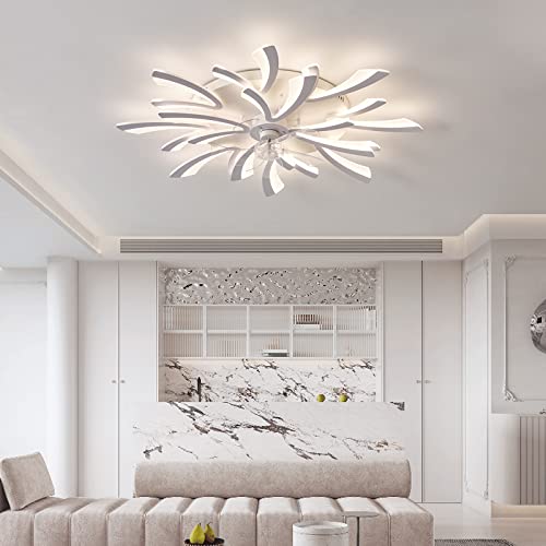 Ventilateur de plafond à fleurs DC 105 cm dimmable et silencieux pour salon