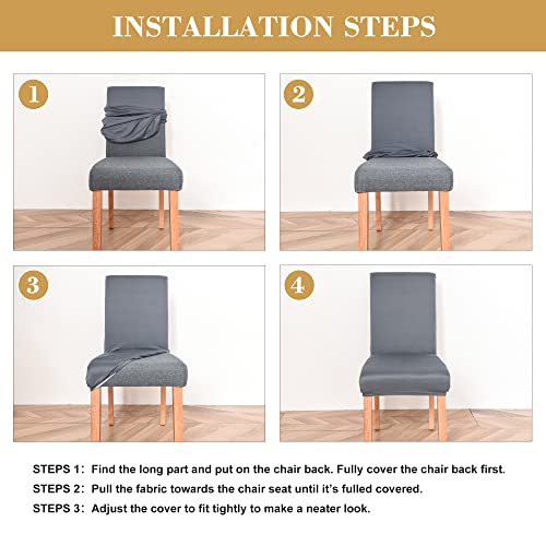 Jin Le Dining Chair Covers Set Of 6 Light Gray, Xl/Oversized Stretch Parson Chair Slipcover Chair Covers For Dining Room Protector Cover Washable Kitchen Chair Cover For Hotel, Wedding, Banquet, Party #TOP4
