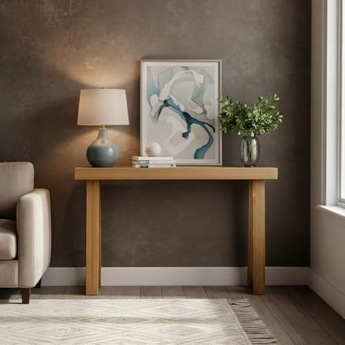 Image of Solid Wood Console Table, 35 Inch, Narrow Sofa Table for Hallway, Entryway, Living Room, Foyer, Behind the Couch, Easy Assembly