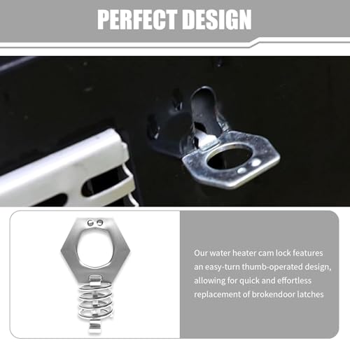 Image of 2 PCS Water Heater Cam Lock, RV Water Heater Cover Latch Fasteners, Stainless Steel Rustproof Door Latch Assembly with Thumb Ring, Universal for RVs Campers Repair Replacement (Silver)