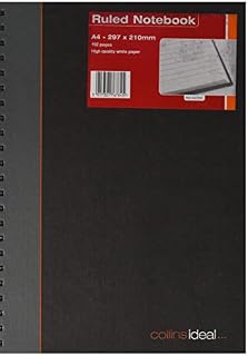 Collins Ideal A4 Manuscript Book Wire Feint Ruled- 192 Pages - 6428W, Black