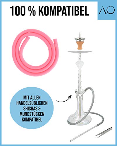 AO® Shisha Schlauch - Silikonschlauch Matt In Rosa - 150 cm Länge - Passend Für Alle Shisha Adapter & Shisha Mundstücke… – Bild 4