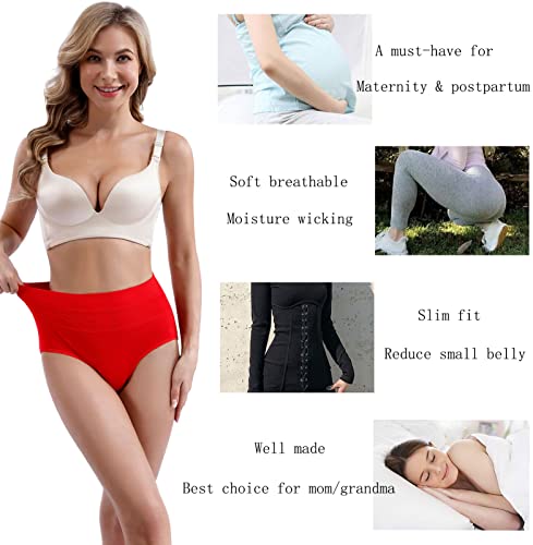 Xaanelr Women's Underwear Cotton High Waisted Full Coverage Briefs Soft Breathable Panties Multipack (Small, Multi - A03-5 Pack Red) #TOP4