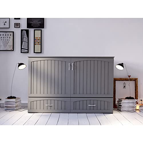 AFI, Southampton Full Size Murphy Bed Chest with Mattress, Storage Drawer and Built-in USB Charger, Grey - Thumbnail 5
