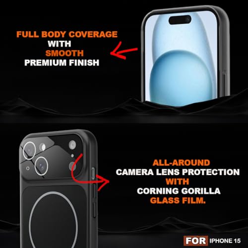 Image of SHINESTAR iPhone 15 Case - Premium Shockproof Protective Cover, Wireless Charging Compatible, Slim & Durable Luxury Back Cover with Camera Protection (Black)
