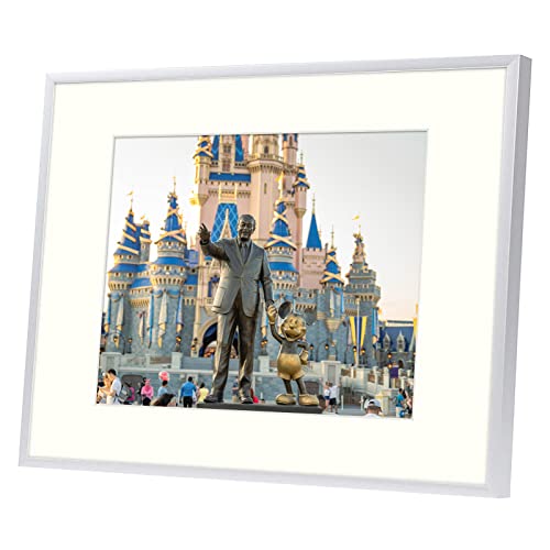 Frametory, 12X16 Aluminum Frame, 8.5X11 Photo With Ivory Mat For Wall Display, Sawtooth Hanger, Swivel Tabs, Spring Clips Great For Photos, Artworks, Posters (Silver, 1-Pack) #TOP1
