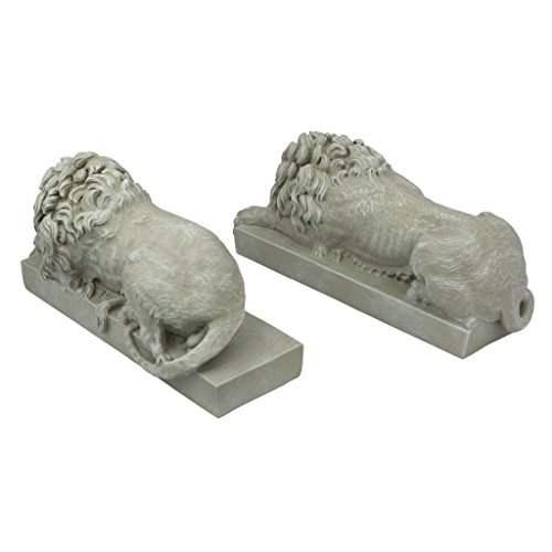 Design Toscano Canova Lions from the Vatican Statues, Set of Two, Polyresin, Antique Stone, 30.5 cm