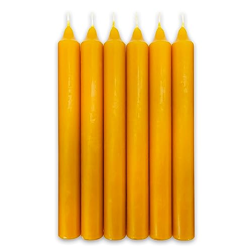 LAMARE Bougie Miel d'Abeille Naturel 100% Pure Cire d'Abeille (Lot de 6, 20 cm de longueur - 2 cm de diamètre) - SANS PARAFFINE - 100% fait main et naturel