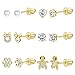 MILACOLATO 6Paar Ohrstecker Ohrringe Set Für Kinder Mädchen Damen Hypoallergene Edelstahl Zirkonia Gesundheitsstecker Ohrringe CZ Herz Blume Cabochon Ohrring Set Helix Öhringen Schmuck Gold