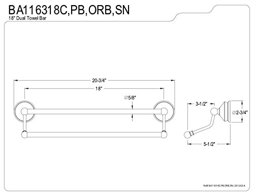 Barre porte-serviette double 18" chrome poli BA116318C