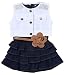 Happy Little Girls' 2Piece White Vest and Denim Cake Dress with Belt Set 6T blue