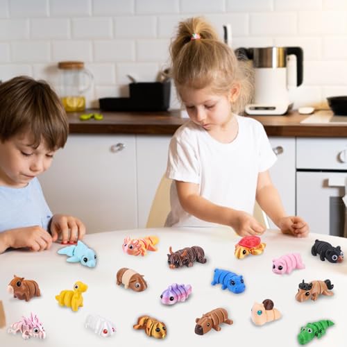 XIMISHOP 18Pcs 3D Printed Mini Animals，Cute Flexible Movable Joint 3D Printed Animal Fidget Toy for Home Office Desk Decoration Kids Party Favors Toys - Image 4