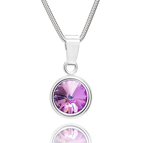 Collier femme argent cristal violet pendentif rond LillyMarie bijoux tendance