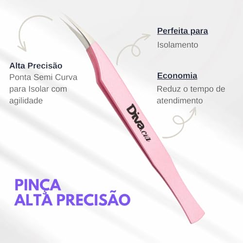 Pinça Extensão de Cílios para Isolamento Semi Curva em Aço Japonês