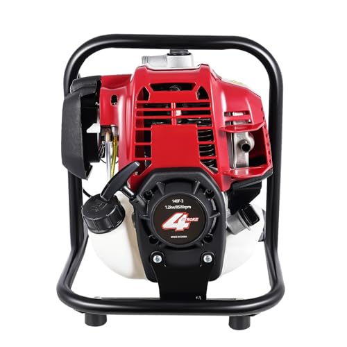 Gasoline Engine Water Pump, 38CC 1 Inch Air-cooled Water Pump, 4-Stroke Gas Powered Trash Water Transfer Pump Garden Farm Irrigation Petrol Pump Portable High Pressure for Irrigation Pool