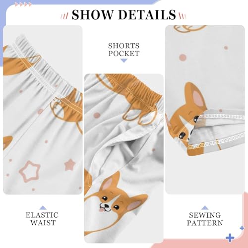 Boys' Pants Cartoon Corgi Dog Long Bottoms Jogger Pants Elastic Waist Trousers with Pockets S-XL4