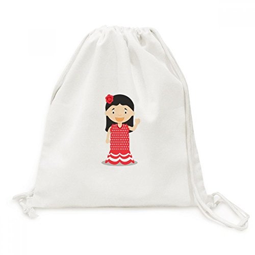 Sac de voyage Toile Drawstring Backpack Espagne Fleur Rouge pour ranger facilement vos affaires