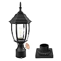 Dusk to Dawn Outdoor Post Light Hardwired 120V, Waterproof Aluminum Pole Light Fixture with Pier Mount Base, Exterior Lamp Post Lantern Head with Clear Glass for Garden Yard Patio Pathway (6 Inch)