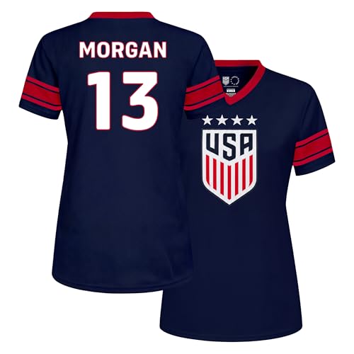Icon Sports Officially Licensed US Women's National Soccer Team Alex Morgan Game Day Shirt - Women Adult - WNT77GD Navy XL