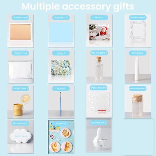 Image of PATPAT Deluxe Baby Hand & Footprint Clay Kit with 11x12.9 Frame, Non-Toxic White Clay, Colorful Decorations & Mini Memento Bottles - Ideal First Birthday & Baby Shower Gift for Girls & Boys | Captures Tiny Imprints, Easy Air Drying, Non-Toxic Clay, Colorful Accents, Simple Wall Display, Care Guidance Included
