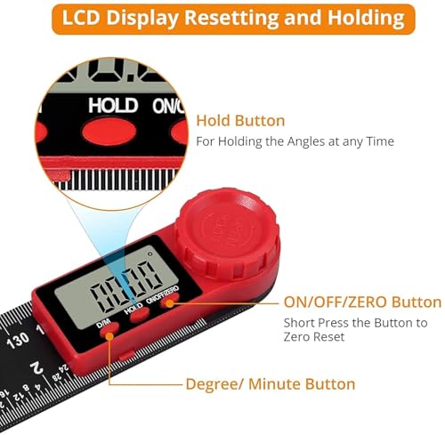 Image of XOYO Digital Angle Finder Protractor 2in1 Angle Finder Ruler | Digital Goniometer with 360 Rotating Angle | 0.01 Precision Angle Meter | LCD Display | Woodworking /Architecture /DIY /Carpentry