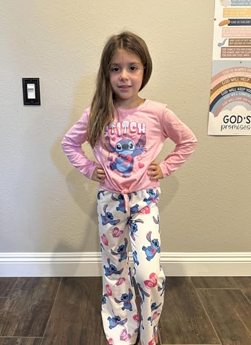 Image of Disney Frozen Princess Minnie Stitch Girl Clothes Long Sleeve Knot Front Sweatshirt Flare Pants Fall 2 Piece Outfit 2-9Y