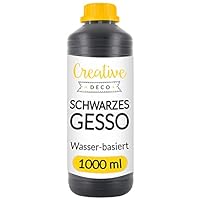 Creative Deco Professionell Schwarze Gesso | 1L | Perfekte Grundierung für Malerei | Ideal Primer für Acryl-Farben, Öl-Farben, Pouring, Decoupage, Finnabair, Malfarbe | Grundfarbe-n