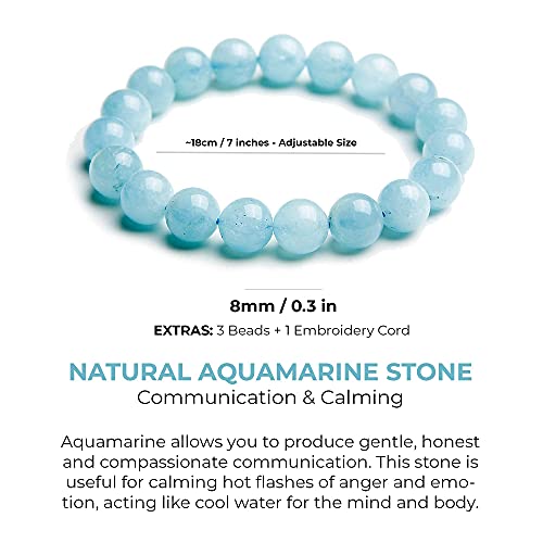 Soothing Bracelet - Natural Aquamarine bracelet - Bring Positive Energy - Peace - Youthfulness Bracelet - Crystal Stone Bracelet for Everlasting Joy2