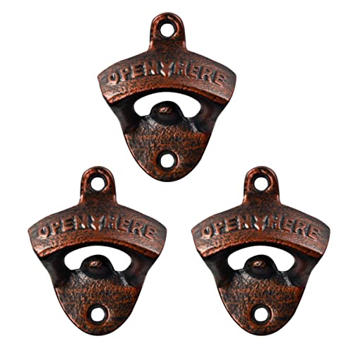 Haiicen Aged Copper Wall Mount Beer Bottle Opener Cast Iron Beer Cap Opener Open Here For Patio Party Gifts (Pack Of 3) #TOP17