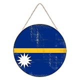 Nauru Flagge Holz Türschild Nauru Holz Aufhänger Plaketten Patriotische Landflagge Holzschild für Veranda Einweihungsgeschenke 30 x 30 cm