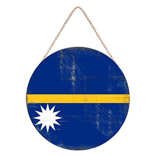 Nauru Flagge Holz Türschild Nauru Holz Aufhänger Plaketten Patriotische Landflagge Holzschild für Veranda Einweihungsgeschenke 30 x 30 cm