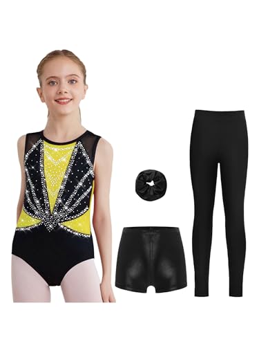 Maillot de gymnastique rythmique anti-frottement pour fille avec shorts de protection